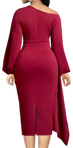 Image of Oxgmoky Women's Elegant Dresses Work Business Dress Bodycon Long Sleeve Pencil Dress