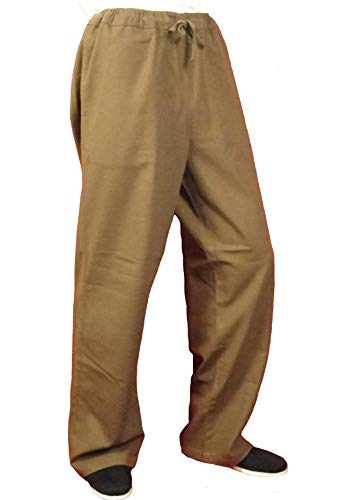 100% Cotton Brown Kung Fu Martial Arts Tai Chi Pant Trousers XS-XL or Tailor Custom Made + Free Magazine