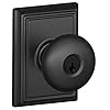 Schlage F51A-PLY-ADD Keyed Entry Plymouth Door Knobset with Decorative Addison R, Matte Black