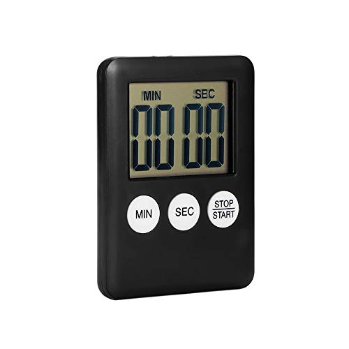 ONEVER Timer cucina, Fashion Simple Super Thin LCD Digital Screen Timer da cucina Quadrato Timer da cucina Count Up Countdown Allarme con magnete (Nero)