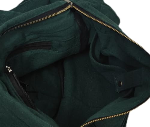 Image of ROUGH Canvas Cotton messenger bag.15'' Lap top. Large size 36x27x11 cm(12Ltr) Metal zipper closure. Allround pockets. Vintage look. Antique fittings.Sustainable