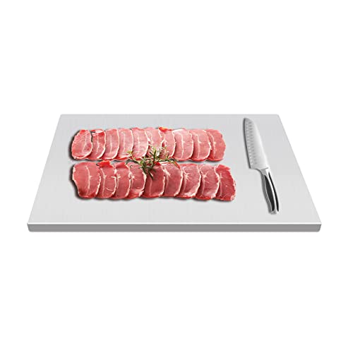 Tabla de cortar de acero inoxidable, 70 cm x 50 cm con doble uso reversible para cortar vegetales, frutas, carnes y pan miniatura 1