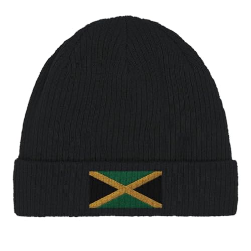 Bonnet en coton drapeau de la Jamaïque - Chapeau rasta reggae vert jaune noir stretch