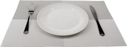 Image of Potency Table Mats Set of 6, Woven Placemats for Dining Table, Heat-Resistant, Stain-Resistant, Anti-Skid, Washable PVC Table Mats, Vinyl Placemats for Dining, Kitchen & Restaurant Table (K White)