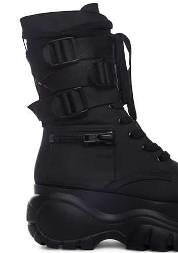 Dolls Kill Mad Hustle Pocket Combat Boots by Poster Grl – Chunky Platform Combat Boots with Zipper Pockets & Buckled Straps2