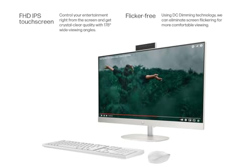 Image of HP 27 inch All-in-One Desktop PC, FHD Touchscreen, AMD Ryzen 5 7520U, 16 GB RAM, 1 TB SSD, AMD Radeon Graphics, Built-in-Speaker, Windows 11 Pro