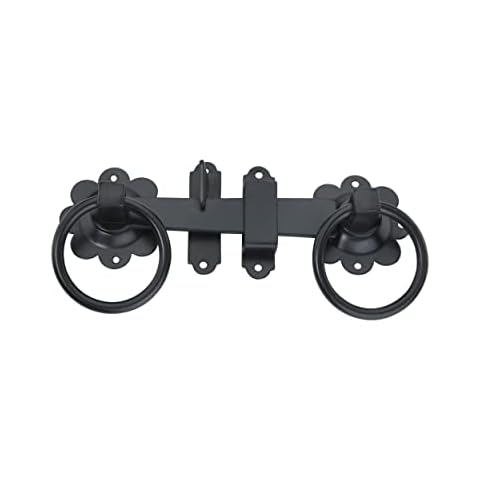 ALLEN & ALVAN® - Ring Gate Latch - Black Powder Coated Finish Door Latch - Garden Gate Latch - Steel Construction for Strength and Durability - [1 Pack] Cover