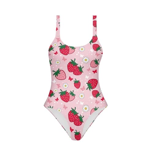 Image of One Piece Bathing Suit for Girl Kids Cute Beach Sport Swimwear U Back Scoop Neck Summer Swimming Pool Beachwear