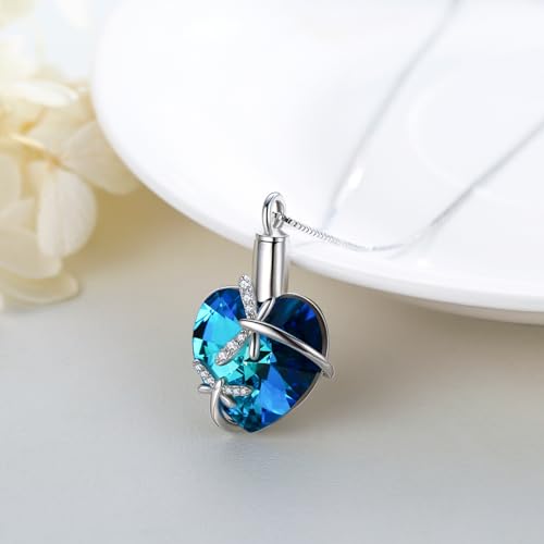 Silwan Dragonfly Heart Necklace S925 Sterling Silver Dragonfly Heart Pendant Necklace Crystal Jewelry Gifts for Women Ladies Her2