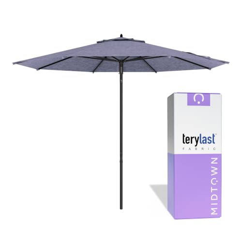 Image of Midtown Umbrellas Push and Pop - 8 Ft Patio Umbrella, Purple Texture Canopy