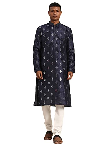 Image of Rajubhai Hargovindas Men's Jacquard Work Kurta Set