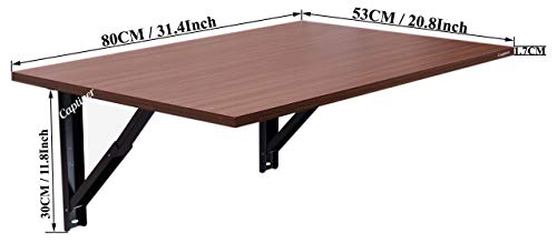 Image of Captiver Mediumelara Engineered Wood Wall Mount Foldable Study Side Table (80X53 CM Walnut) Stand Computer Office Living Room Decoration Kichen Items Organizer