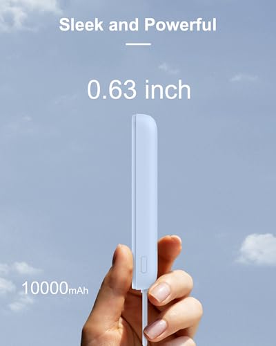 Image of AsperX Magnetic Power Bank, 10,000mAh Wireless Portable Power Bank, 22.5W USB-C Power Delivery Portable Charger Compatible for iPhone 16 /15 /14 /13 /12 Series, Blue