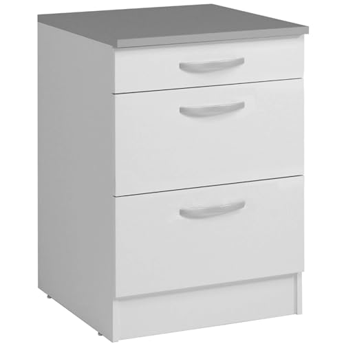 Miroytengo Módulos Individuales y Cocinas Completas en Color Blanco Mate (Módulos Individuales, Inferior 60 cm 3 cajones)