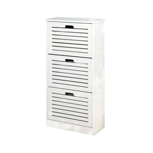GEK208130 Moderno Zapatero con Puertas y cajones, Zapatero de Madera Independiente for Entrada - Blanco Organizador