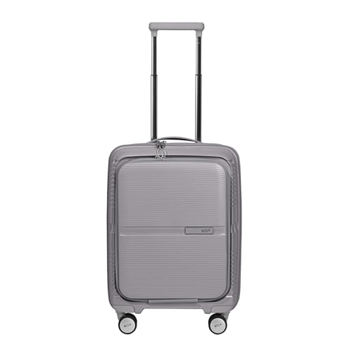 Image of VIP AER Plus Pro Cabin Trolley Bag 56cm | Small | Hard Luggage | Smooth 8-Wheel Suitcase with Laptop Compartment | Flushed TSA Lock - Business Travel Luggage | 3 Years International Warranty (Grey)