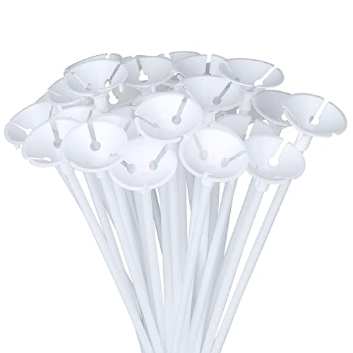 Diealles 100 piezas Globos Palos Soportes para la Boda, Fiesta y Decoraciones,40CM - Blanco, Reutilizable