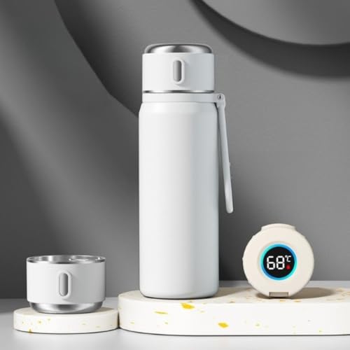 Heuitgs スマート保温ボトル 真空断熱 保冷 保温 450ml 550ml LED温度表示 ワンタッチオープン ステンレスボトル ドリンクホルダー 飲み口分解洗浄可能 おすすめの温度表示機能付き 漏れ防止 軽量設計 持ち運びに便利 マルチカラー展開