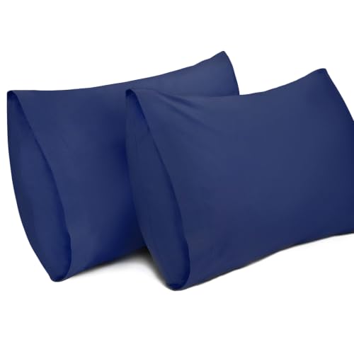 Lirex 2 Pack Pillow Cases,100% Cotton Breathable Pillowcases,20"X 36" King Standard,Dark Blue
