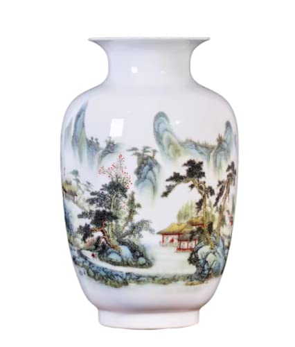  AMITVA Vaso Cinese in Ceramica Vaso Cinese Grande Bianco Vaso per Fiori in Porcellana Vasi Cinesi antichi in Ceramica Vaso Decorativo Tradizionale-C:High 22 CM