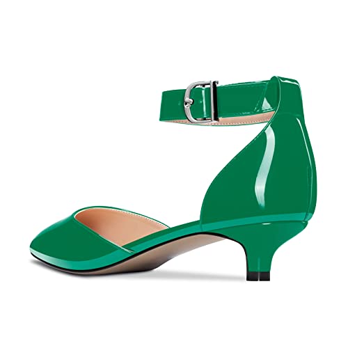 Image of Aachcol Women Kitten Low Heel Ankle Strap Pumps Pointed Toe Sandals Dress Shoes Party Office Wedding 1.5 Inch