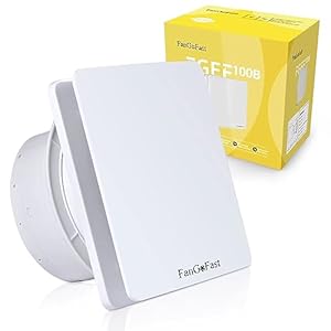 FanGoFast Badkamerventilator, 100 mm, afzuigventilator, stil met terugloopklep, 12 W, krachtige wandventilator, ventilator voor keuken, badkamer, kas, garage (type 100B, wit)