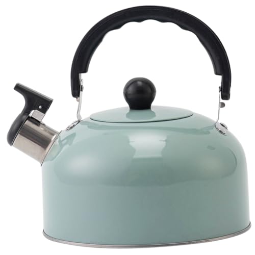 COLLBATH Bouilloire à Sifflet 3l En Acier Inoxydable Avec Fond Plat Résistante à La Chaleur Pour Cuisinière Induction Et Gaz, Bouilloire Sonore Verte Adaptée à La Préparation De Thé Et Café Domestique