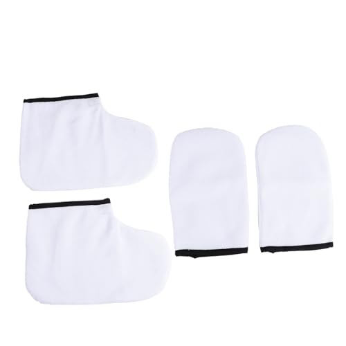 BAZEITFLOW Guantes De Parafina y Botines De Parafina 4 Piezas Conjunto Blanco Para Manos y Pies Cuidado Hidratante Clínico Para Terapias Casa