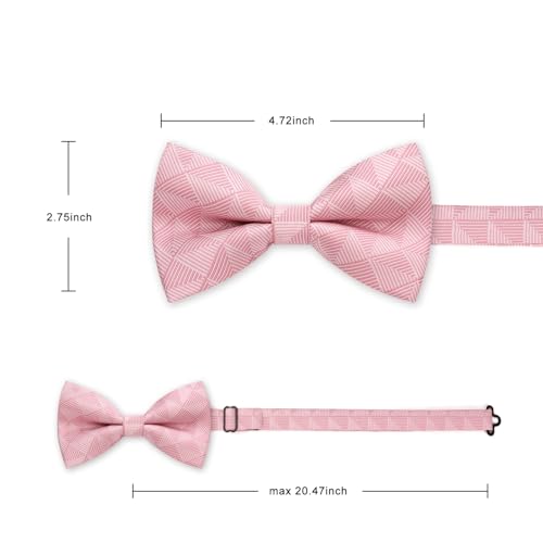 Image of HISDERN Mens Plaid Bow Tie Set Pocket Square and Cufflinks Bowtie | Pretied Bowties Design for Easy Wear,Check Pattern,Matching Handkerchief Cuff Link,3PCS Set Wedding Formal Party Groom Prom