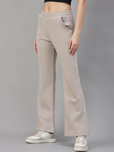 Image of 98 Degree North Women Flared Fleece Track Pants-GL1315-ALMOND