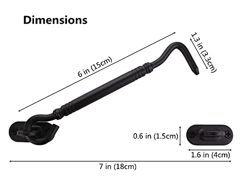 Runningfish 6" Barn Door Lock Sliding Door Lock Barn Gate Latch Stainless Steel Hook Lock Black Heavy Duty Barn Door Latch Cabin Hook Eye Latch Easy Lock Black 6"(Update Tone) #TOP5