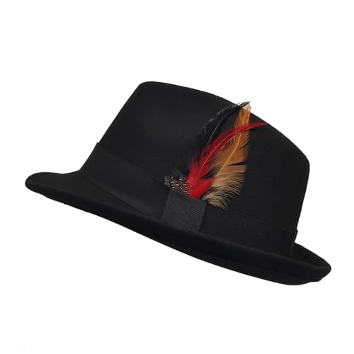 Image of Unisex Trilby Hats Classic Fedora Hats for Women Men Dress Hats Felt Short Brim Fedoras Hat Panama Hat with Band