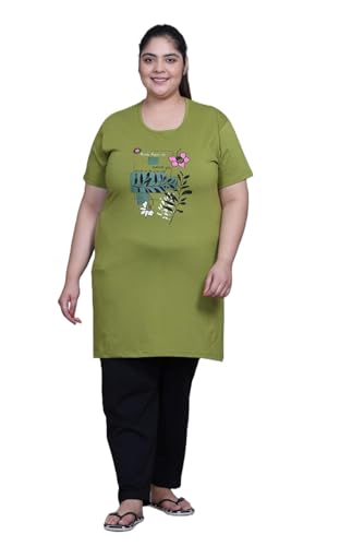 Image of RYSH Women's Printed Cotton Plus Size Longline T-Shirt with Pockets | Cotton fabric - soft longline T-shirt with easy plus-size fit