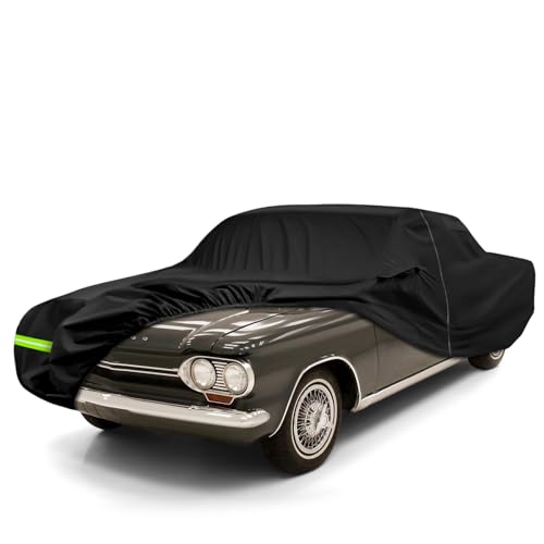 Image of Waterproof Car Cover Compatible with 1960-1969 Chevy Corvair 2 /4 Door Coupe /Sedan /Hardtop /Convertible Accessories, All Weather Classic Car Cover with Inner Cotton&Zipper Door for Snow Rain Protection