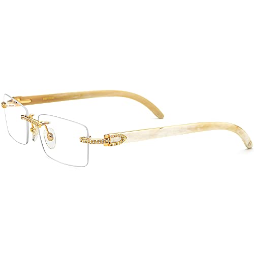 Image of HEPIDEM 100% Really Buffalo Horn Handmade Sun Glasses Square Rimless Luxury BUffs Sunglasses 0816