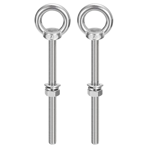 Image of uxcell Lifting Eye Bolt, 2 Sets M8 x 120mm Eye Bolt with Nut Washer 304 Stainless Steel Shoulder Lifting Ring Eye Bolt for Hanging Item