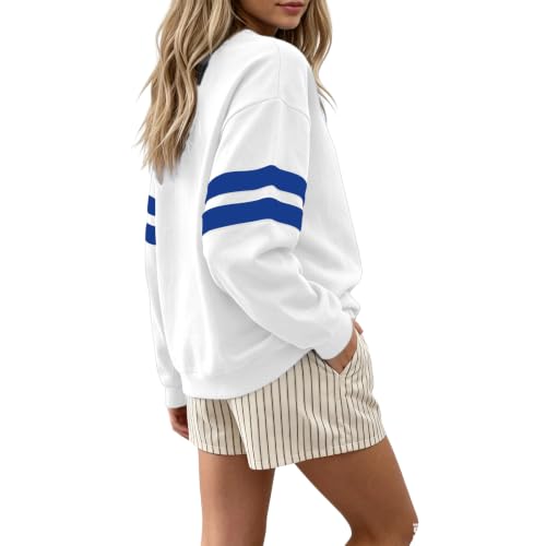Varsity Striped Sweatshirt Women Oversized Crewneck Sweatshirt Sweater - image 5