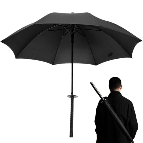 Kalastussaari Samurai Umbrella Creative Japanese Sword Umbrella for Cosplay 210T Katana Umbrella with Fiberglass Rib Waterproof Windproof Umbrella for Rain, 8 Rib