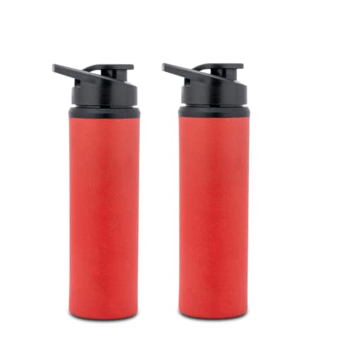 Image of KLASSI KICHEN Stainless Steel Sports /Fridge Water Bottle, 750 ml, Coco Red, Chromo Xtreme with Sipper & Cap | Eco-Friendly & Leak-Proof Water Bottle (Pack of 2)