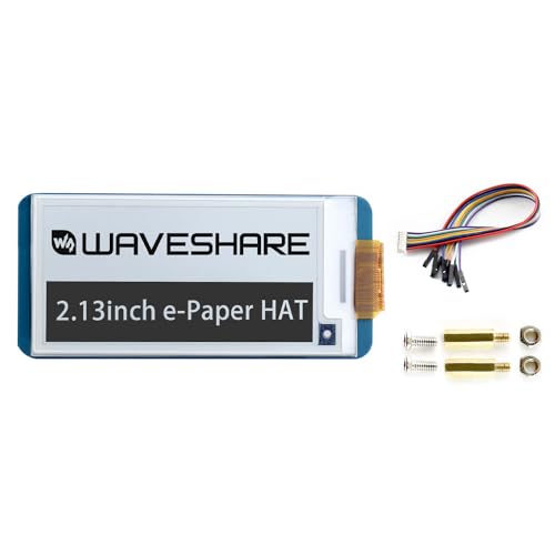 Image of Waveshare 2.13inch E-Paper Display HAT Compatible with Raspberry Pi 5 /4B /3B /Zero /Zero W /Zero 2W /Pico /Pico W /Pico WH /Jetson Nano, 250x122 Resolution Black /White Dual-Color