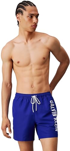 Calvin Klein Herren Badeshorts Medium Drawstring Mittellang, Blau (Sapphire Blue), 6XL