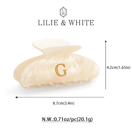 Image of LILIE&WHITE Acrylic Letter Hair Clips For Women Stylish G Monogram Hair Claw Alphabet Hair Clip Fashion Glitter Claw Clip Elegant And Durable Hair Accessory Large Hair Clips G