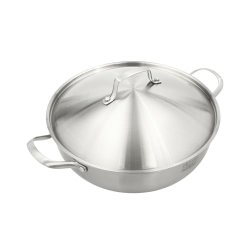 Wok en acier inoxydable avec couvercle et poêle induction - 2