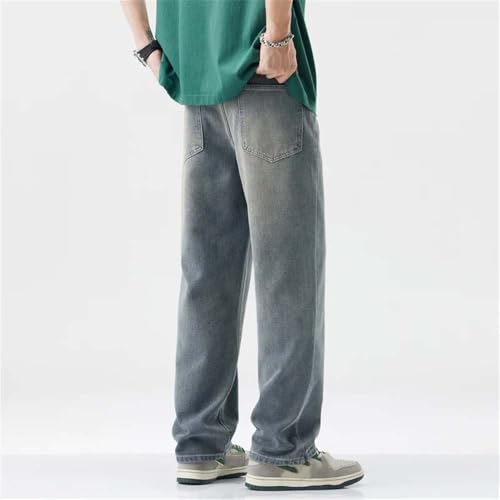 Men's Casual Trendy Straight Wide Jeans Vintage Distressed Baggy Denim Pants2