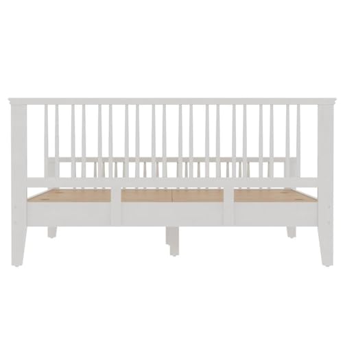 Image of Wakefit Bed | King (78 X 72) Solid Wood Bed Without Storage, 3 Year Warranty | - Kairavi - White Matt