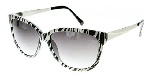 Faux Paw Women's Designer Inspired Cateye Fashion Bifocal Sunglasses (Zebra)