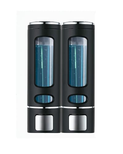 Seifenspender Wandbefestigung,800ml Shampoo Duschgel Spender Duschseifenspender 2-Kammern für Badezimmer, Hotels, Fitnessstudios und Küchen. (2)
