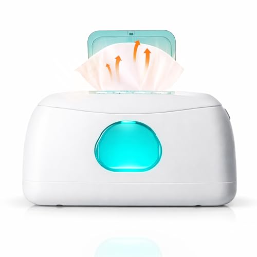 Baby Wipes Warmer 45-60 Temperature Adjustment Portable USB Powered Heated Wipes Dispenser with Night Light and Display with Viewing Window & Temperature Display for Home Outdoor Travel