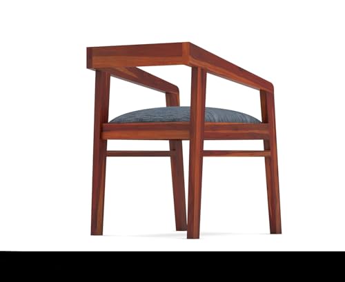 Image of SUNCOM Solid Sheesham Wood Arm Chair Set of 1 for Living Room| Wooden Dining Chair | Home Dining Room Furniture (Natural Finish, 1 Chairs)
