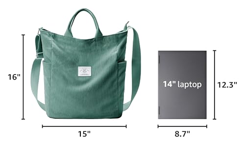 Image of KALIDI Corduroy Tote Bag, Large Slouchy Hobo Messenger Crossbody Bag